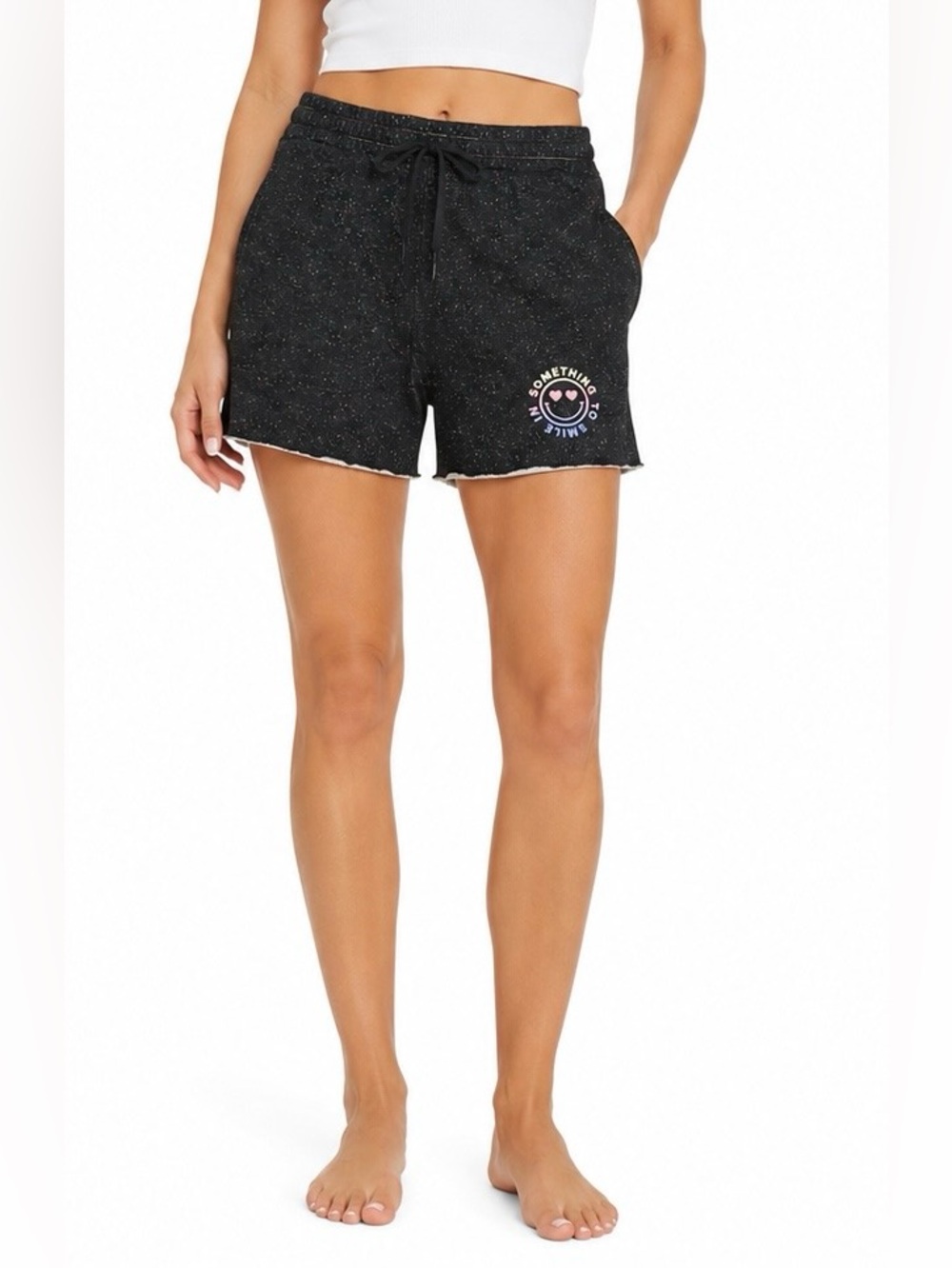 NWT - Something Navy Something to Smile Glitter Sweat Shorts Black M